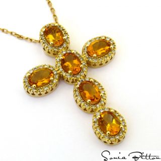 Sonia Bitton 14k Gold Citrine and 3/4ct TDW Diamond Necklace (G H, SI1