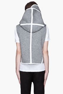 Denis Gagnon Grey And White Hooded Zip up Vest for men