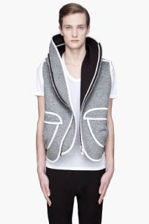 Denis Gagnon Grey And White Hooded Zip up Vest for men