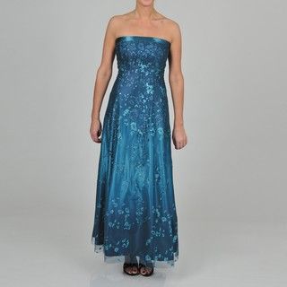 NV Couture Womens Glitter Teal/ Navy Ball Gown