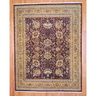 Indo Hand knotted Oushak Brown/ Gold Wool Rug (8 x 10)
