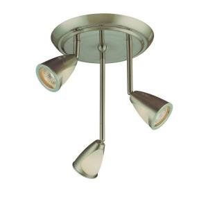Hampton Bay 3 Light Staggered Brushed Steel Ceiling Fixture   