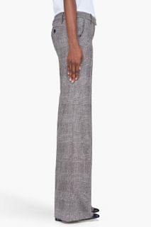 Barbara Bui Straight Grey Wool Plaid Trousers for women