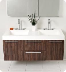 Fresca Opulento Walnut Double sink Bathroom Vanity with Medicine