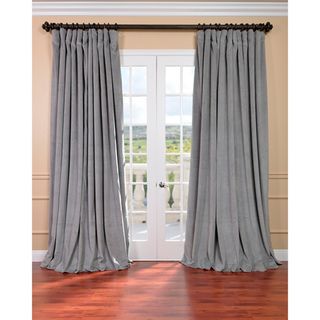 Silver Grey Velvet Blackout Extra Wide Curtain Panel