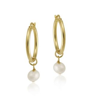 Glitzy Rocks 18k Gold over Silver Freshwater Pearl Dangle Earrings (6