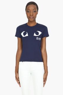 Comme Des Garçons Play  Navy Eye Emblem T shirt for women