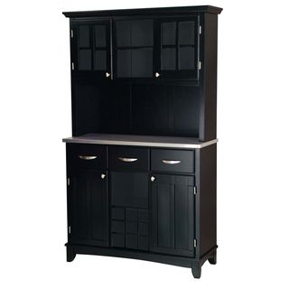 Black Hutch Buffet with Stainless Top