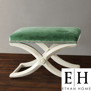ETHAN HOME Imperial Green Velvet Bench with Nailhead Detail Today: $