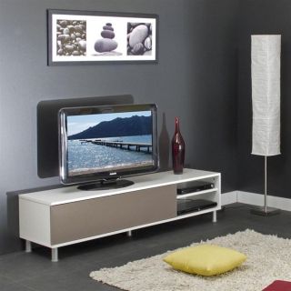 CHERRY Banc TV 165 cm avec abattant blanc et taupe   Achat / Vente