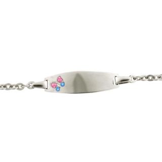Sterling Silver Childrens Enameled Butterfly Adjustable ID Bracelet