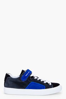Pierre Hardy Grey & Blue Velvet Sneakers for men