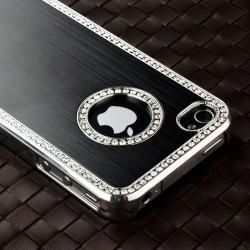 Bling Black Case/ Home Button Sticker/ Dust Cap for Apple iPhone 4/ 4S