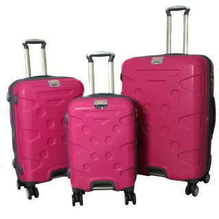 Peninsula 3 piece Lightweight Expandable Pink Hardside Spinner Luggage
