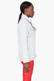 Iro Ivory Wool Shearling Collar Dasha Coat for women