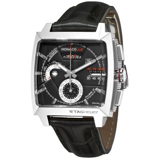 Tag Heuer Mens Monaco LS Chronograph Leather Strap Watch