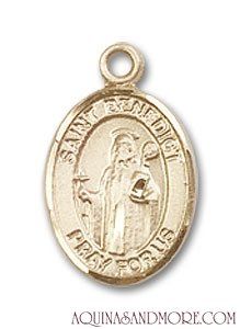 St. Benedict Small 14kt Gold Medal Jewelry