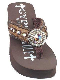  Gypsy Soule CW Foolsgold M 6 Chocolate Wedge Brown Gator Shoes