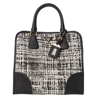 Prada White/ Black Tweed/ Saffiano Leather Tote Bag Today $999.99