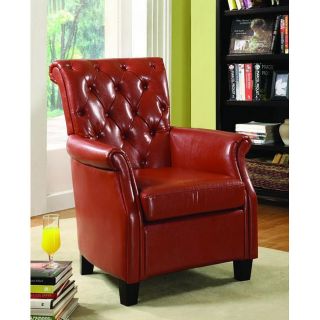Carter Red Bicast Leather Accent Chair