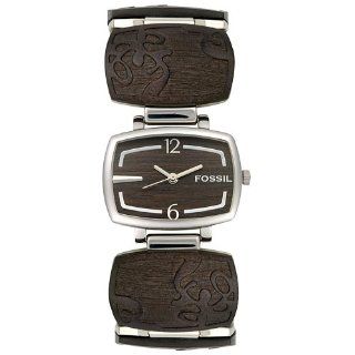 Fossil Womens ES223 Wood Accented Stainless Steel Watch Watches