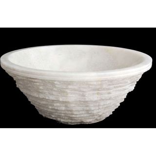 Fontaine Chiseled White Marble Bathroom Vessel Sink