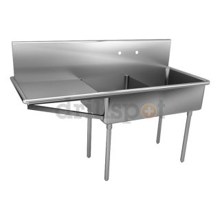 Just Manufacturing NSFB 230 24L 2 Double Compartment Sink, 57 In L