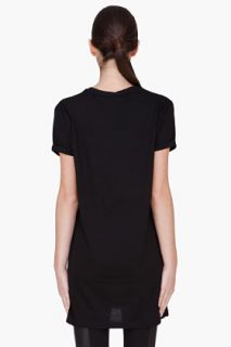 McQ Alexander McQueen Black Rolled Sleeve Bird T shirt for women