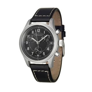 Hamilton Mens Khaki Stainless Steel and Leather Quartz Watch