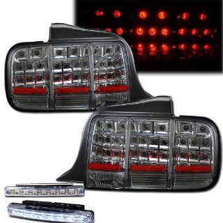 2005 2009 FORD MUSTANG REAR BRAKE TAIL LIGHTS LAMPS SMOKED+LED BUMPER