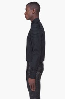 Yves Saint Laurent Black Pleated Poplin Shirt for men