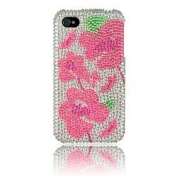 Luxmo Apple iPhone 4/ 4S Pink Begonia Rhinestone Case