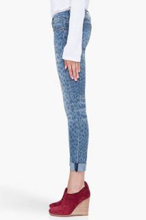 Current/Elliott Leopard Print Rolled Cropped Jeans for women