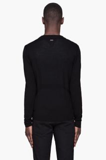 SLVR Black Fashion Knit Crewneck Sweater for men
