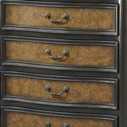 Hand Painted Brown Faux Embossed Leather Accent Chest
