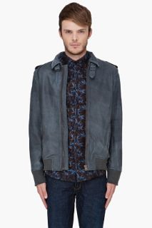 Diesel Grey Leather Lacco Jacket for men