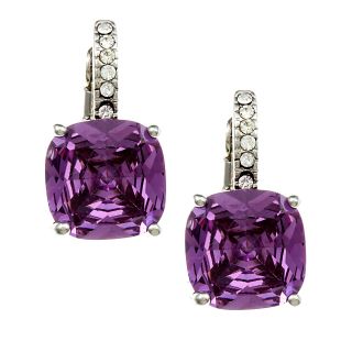City Style Silvertone Purple and White Cubic Zirconia Earrings Today