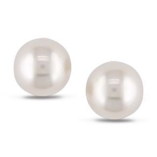 Miadora 10k Yellow Gold Cultured White Pearl Stud Earrings (6 6.5 mm)