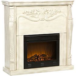 Vienna Antique White Electric Fireplace with Remote