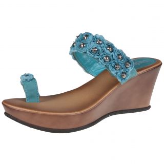 Refresh by Beston Womens Summer 01 Turquoise Wedge Sandals