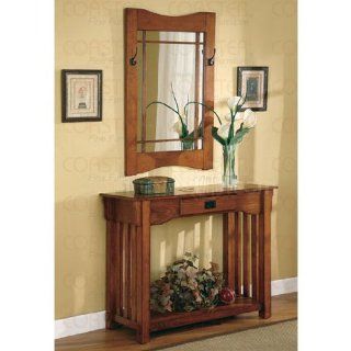 2pcs Mission Style Entry Way Foyer Console Table & Mirror