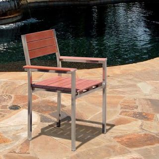 Casimir Stainless Steel and Wood Composite Armchairs (Set of 2