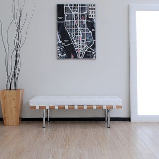 Andalucia 50 inch Modern White Leather Bench