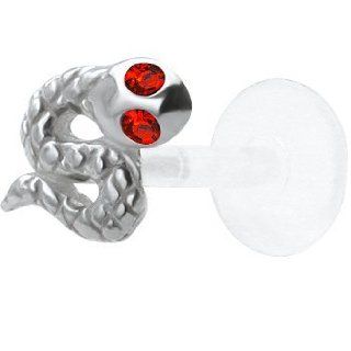 Silver 925 L. Siam CZ Snake Tragus Earring Stud Jewelry