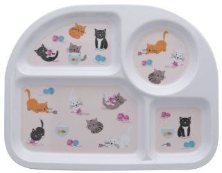 Now Designs Kids Melamine Divided Plate, Whiskers