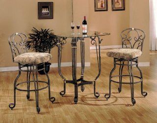Glass Top Metal Legs Square Round Bar Table #AD 1115 Home