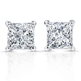 14k White Gold 1 1/2ct TDW Clarity Enhanced Certified Diamond Earrings
