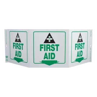 Zing 3056 First Aid Sign, 7 1/2 x 20In, GRN/WHT, ENG