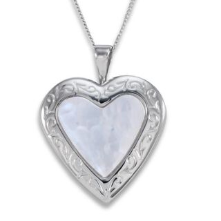 Sterling Silver Mother of Pearl Heart Locket Necklace