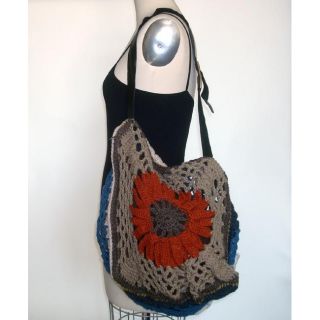 Hand Crochet Bag with Leather Strap (Nepal)